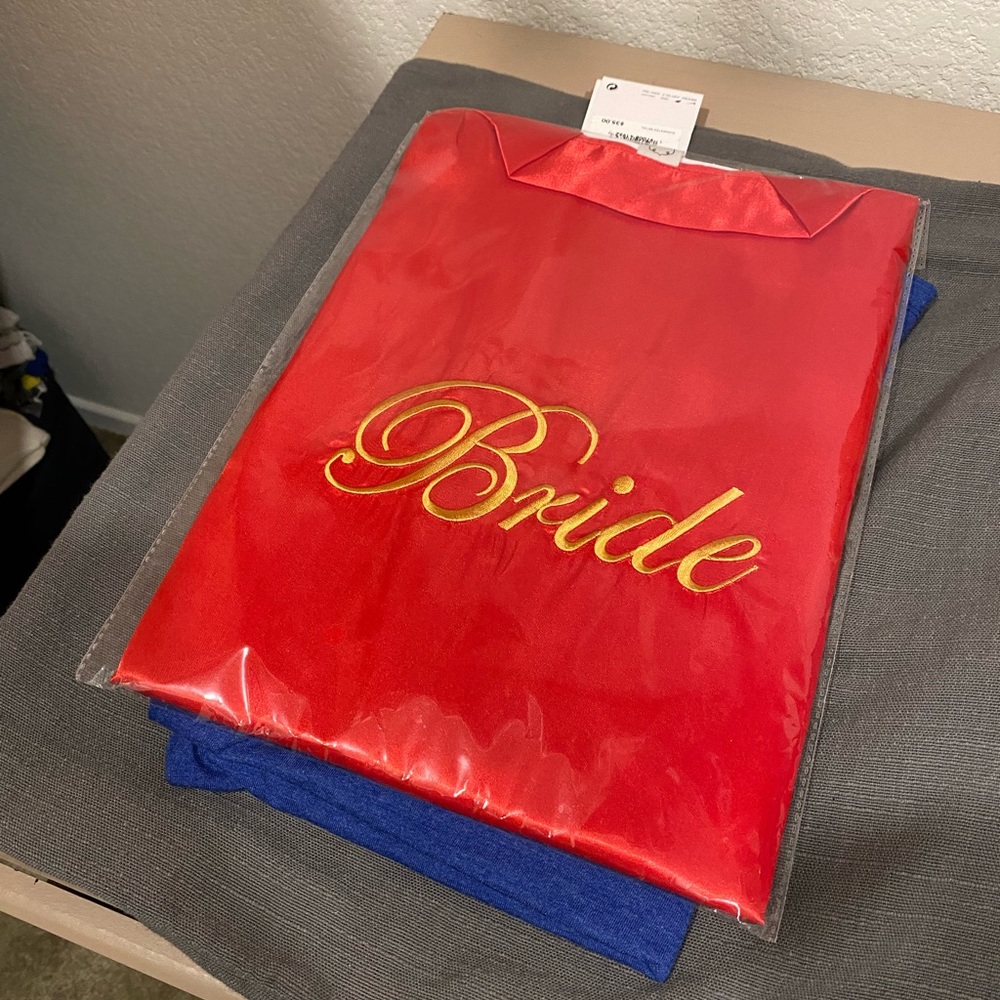 Brand New Bridal Robe in Red With Gold Embroidery